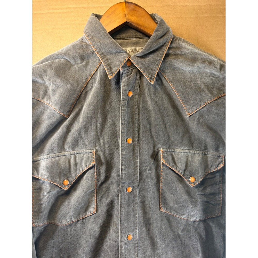 Ryan Michael Western Shirt Mens M Gray Snap Front Contrast Stitch Long Sleeve